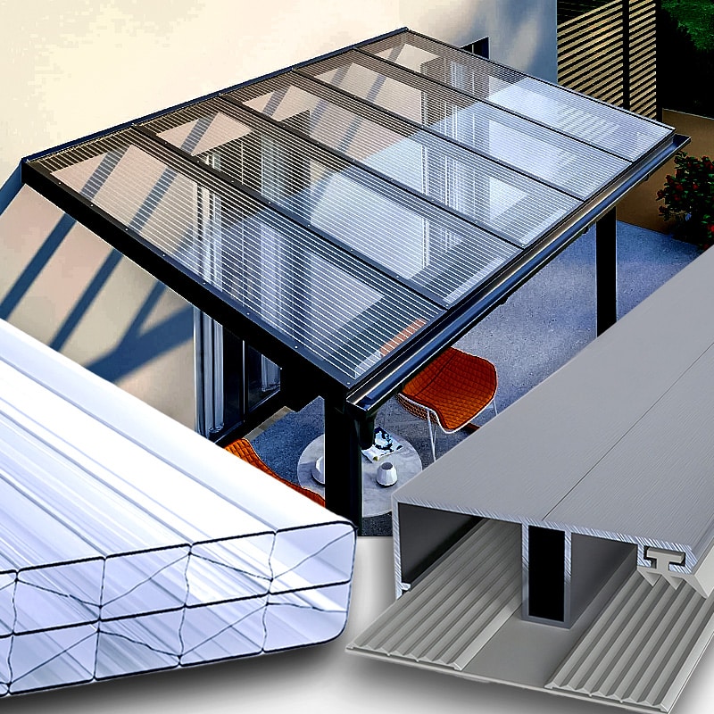 Terrassenüberdachung Doppelstegplatten 16 Mm Klar Farblos Alu Gummi X Struktur S&Amp;Amp;V Setgplattenversand Gmbh