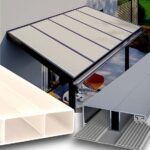 Dachhaut einer Terrassenüberdachung aus HIGHLUX® 16mm Doppelstegplatte aus Acrylglas Suntop Sky mit Alu-Gummi-Stegplattenprofilen