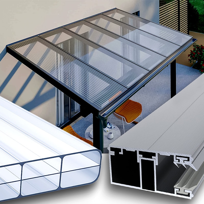 Terrassendach Doppelstegplatten 16 Mm Klar Farblos Alu Alu 3 Fach Struktur S&Amp;V Setgplattenversand Gmbh