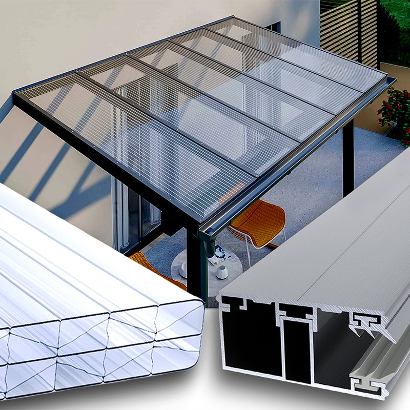 Terrassenüberdachung Doppelstegplatten 16 Mm Klar Farblos Alu Alu X Struktur S&Amp;V Setgplattenversand Gmbh